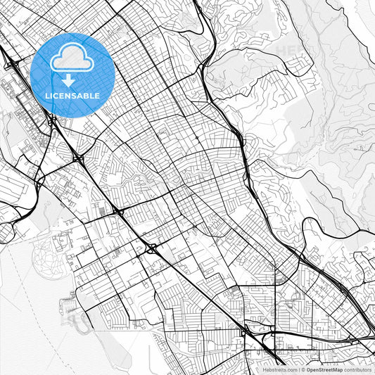 Vector PDF map of San Leandro, California, United States