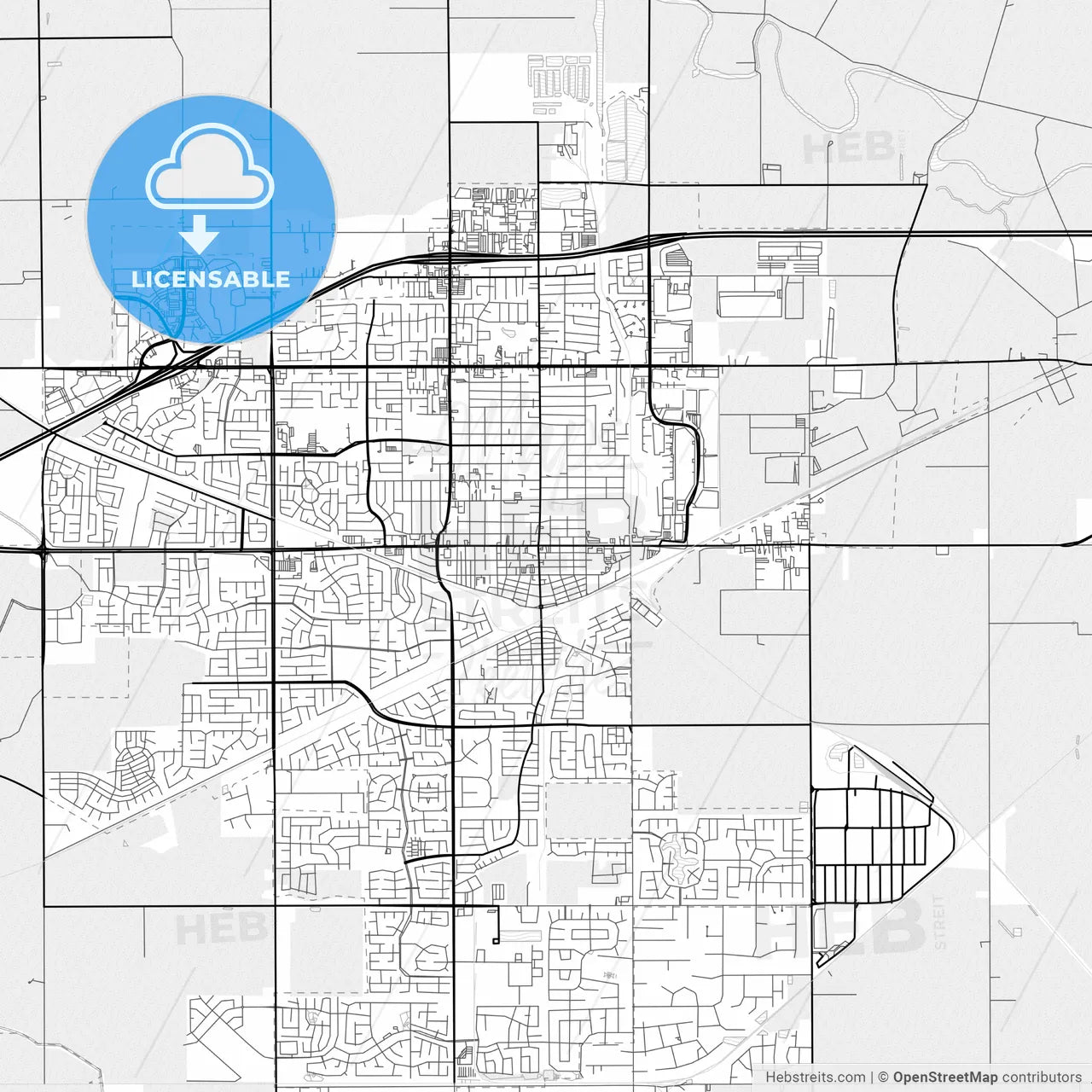 Vector PDF map of Tracy, California, United States
