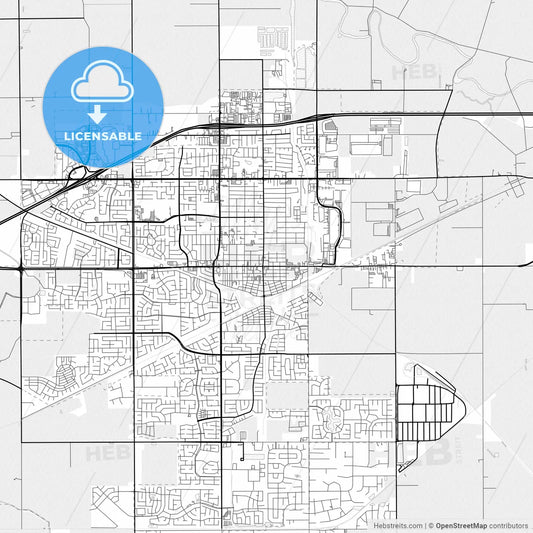 Vector PDF map of Tracy, California, United States