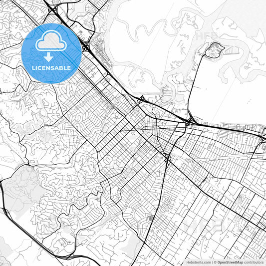 Vector PDF map of Redwood City, California, United States
