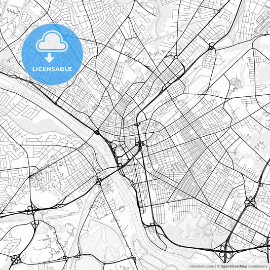 Vector PDF map of Trenton, New Jersey, United States