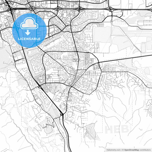 Vector PDF map of Pleasanton, California, United States