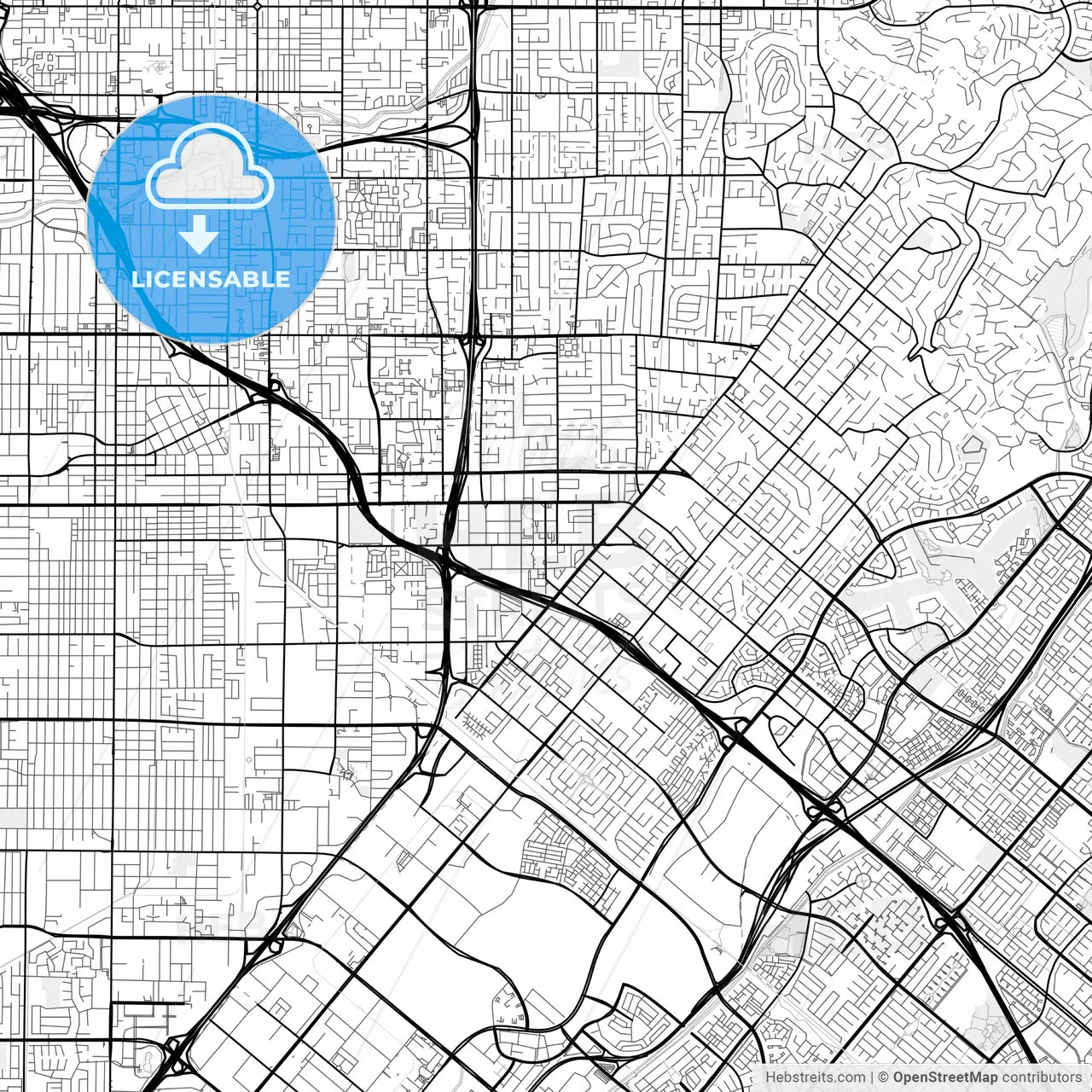 Vector PDF map of Tustin, California, United States