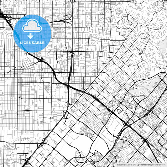 Vector PDF map of Tustin, California, United States