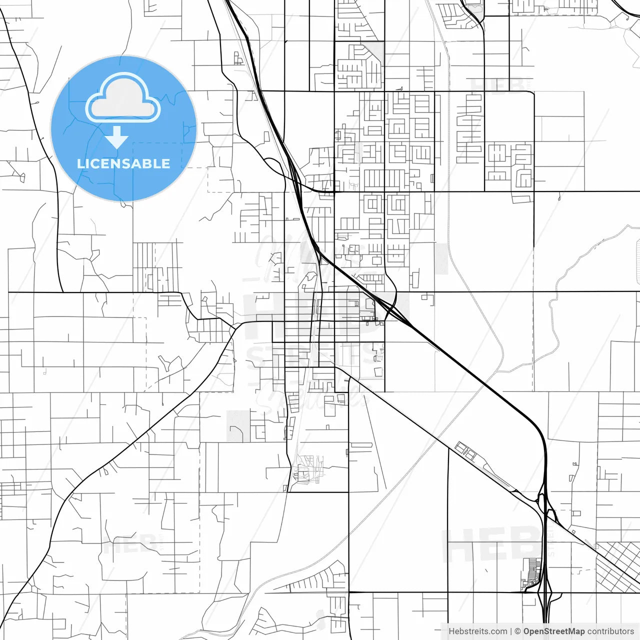 Vector PDF map of Perris, California, United States