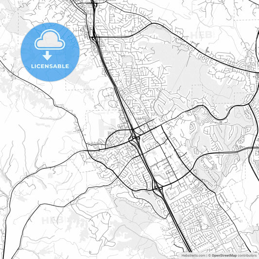 Vector PDF map of San Ramon, California, United States