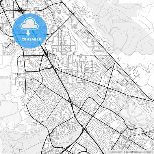 Vector PDF map of Union City, California, United States