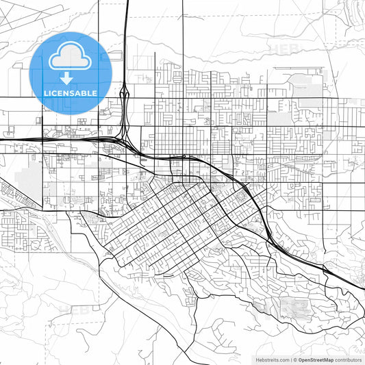 Vector PDF map of Redlands, California, United States