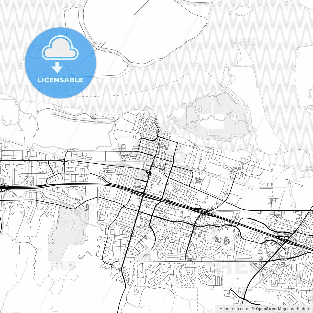Vector PDF map of Pittsburg, California, United States