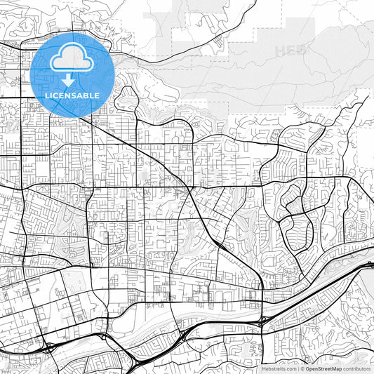 Vector PDF map of Yorba Linda, California, United States