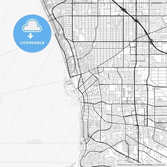 Vector PDF map of Redondo Beach, California, United States