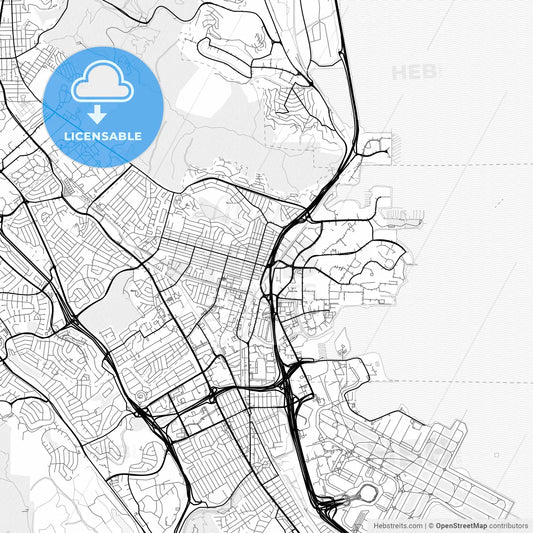 Vector PDF map of South San Francisco, California, United States