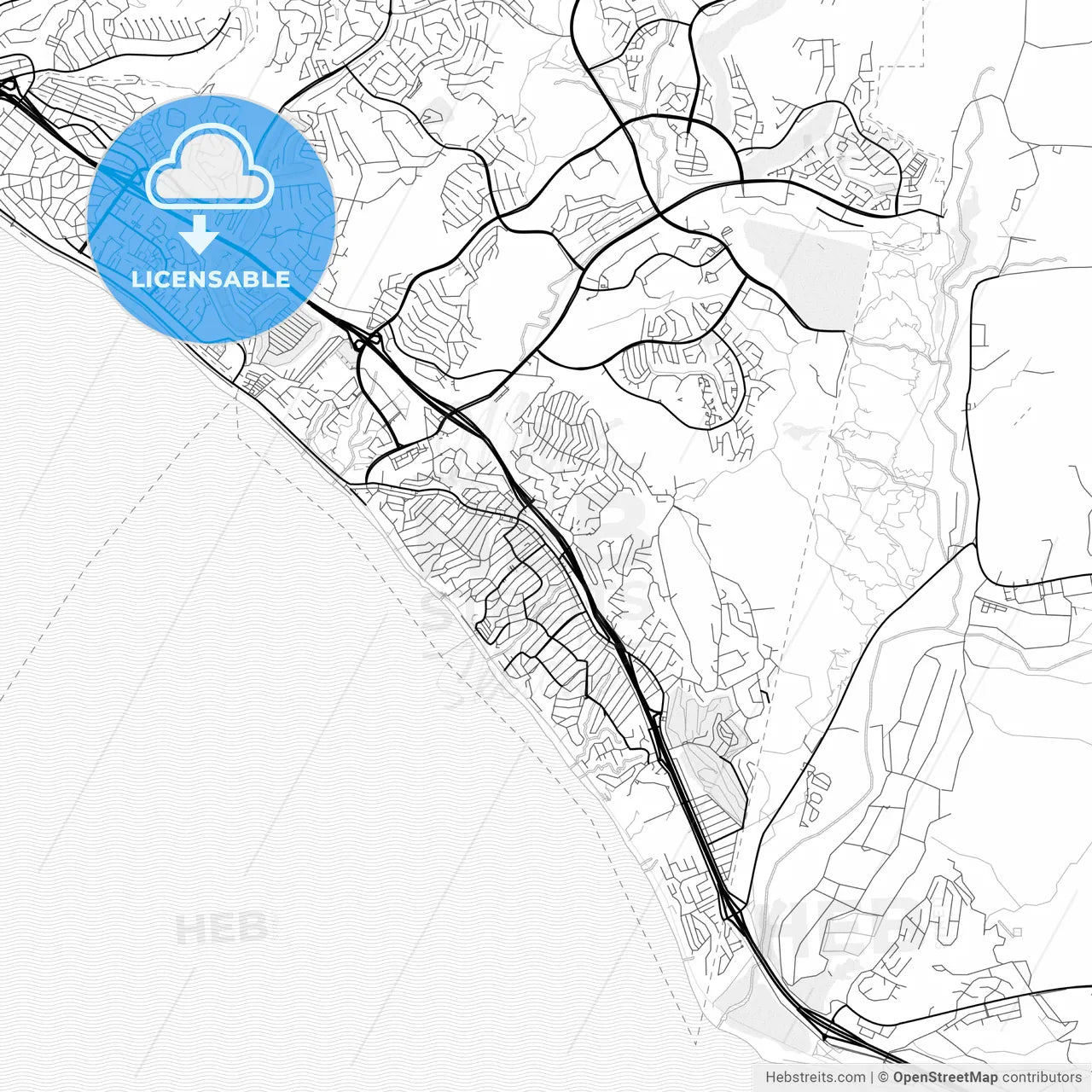 Vector PDF map of San Clemente, California, United States
