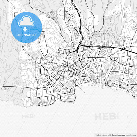 Vector PDF map of Santa Cruz, California, United States