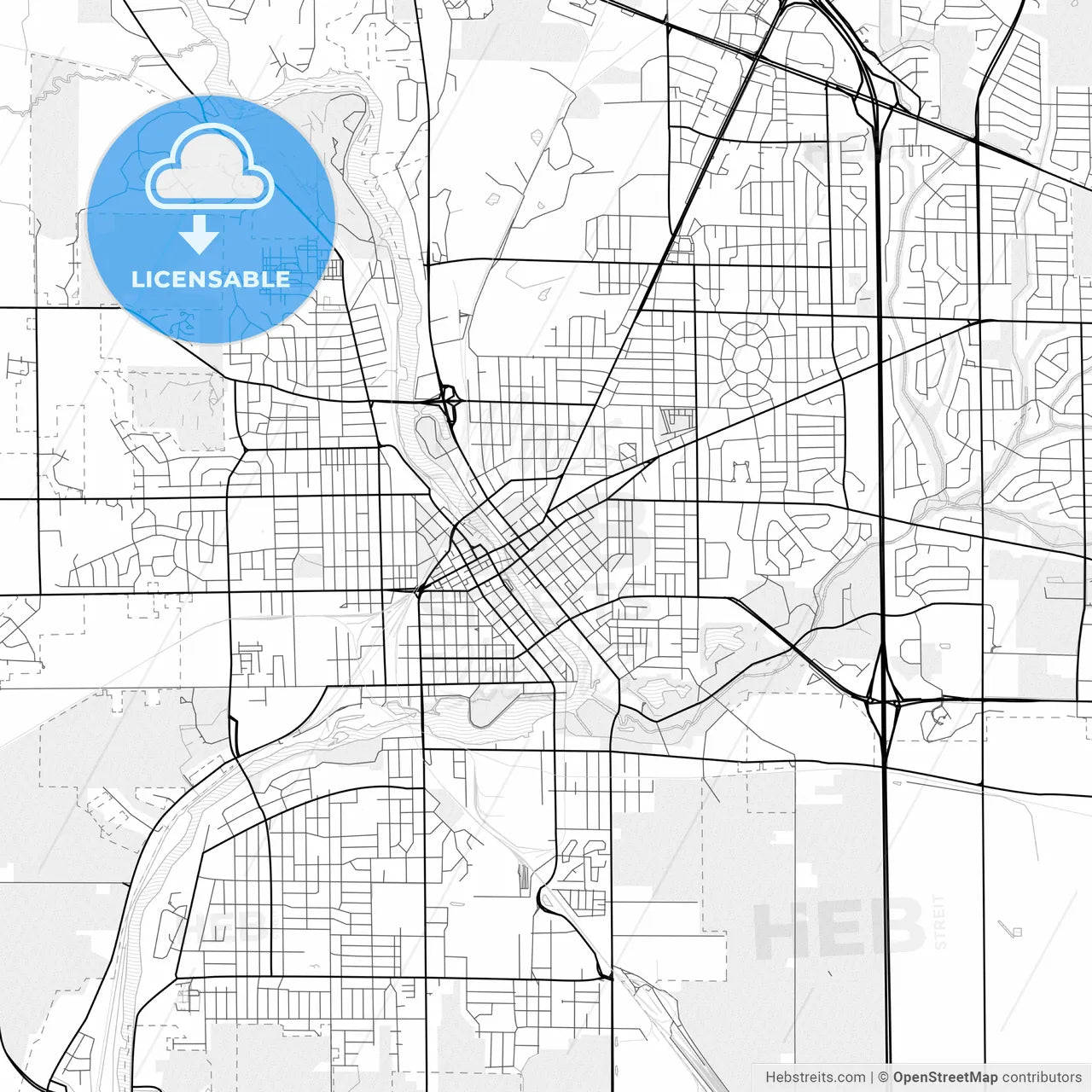 Vector PDF map of Janesville, Wisconsin, United States