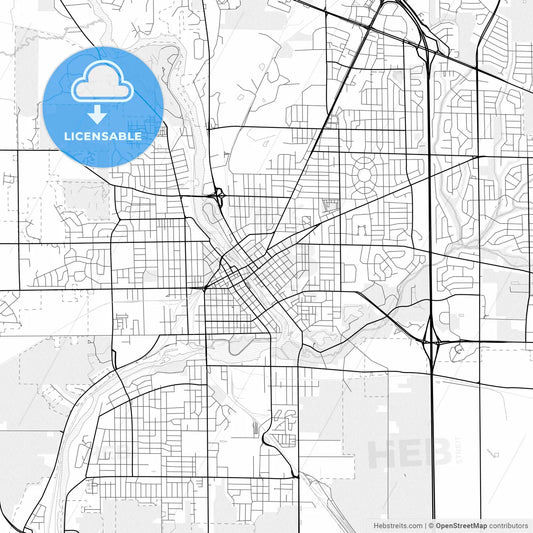 Vector PDF map of Janesville, Wisconsin, United States