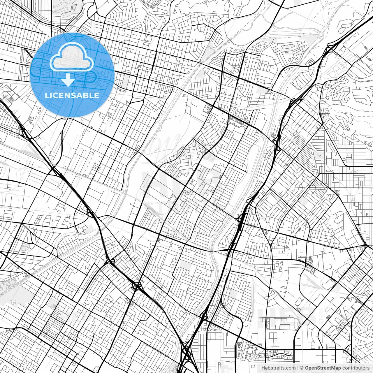 Vector PDF map of Pico Rivera, California, United States