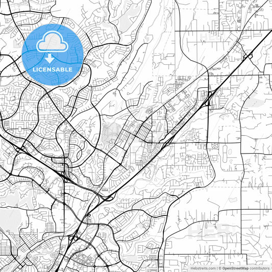 Vector PDF map of Rocklin, California, United States
