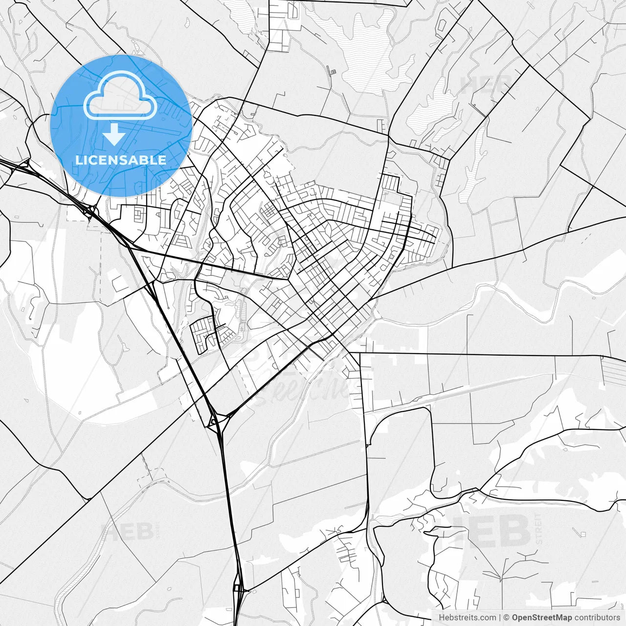 Vector PDF map of Watsonville, California, United States