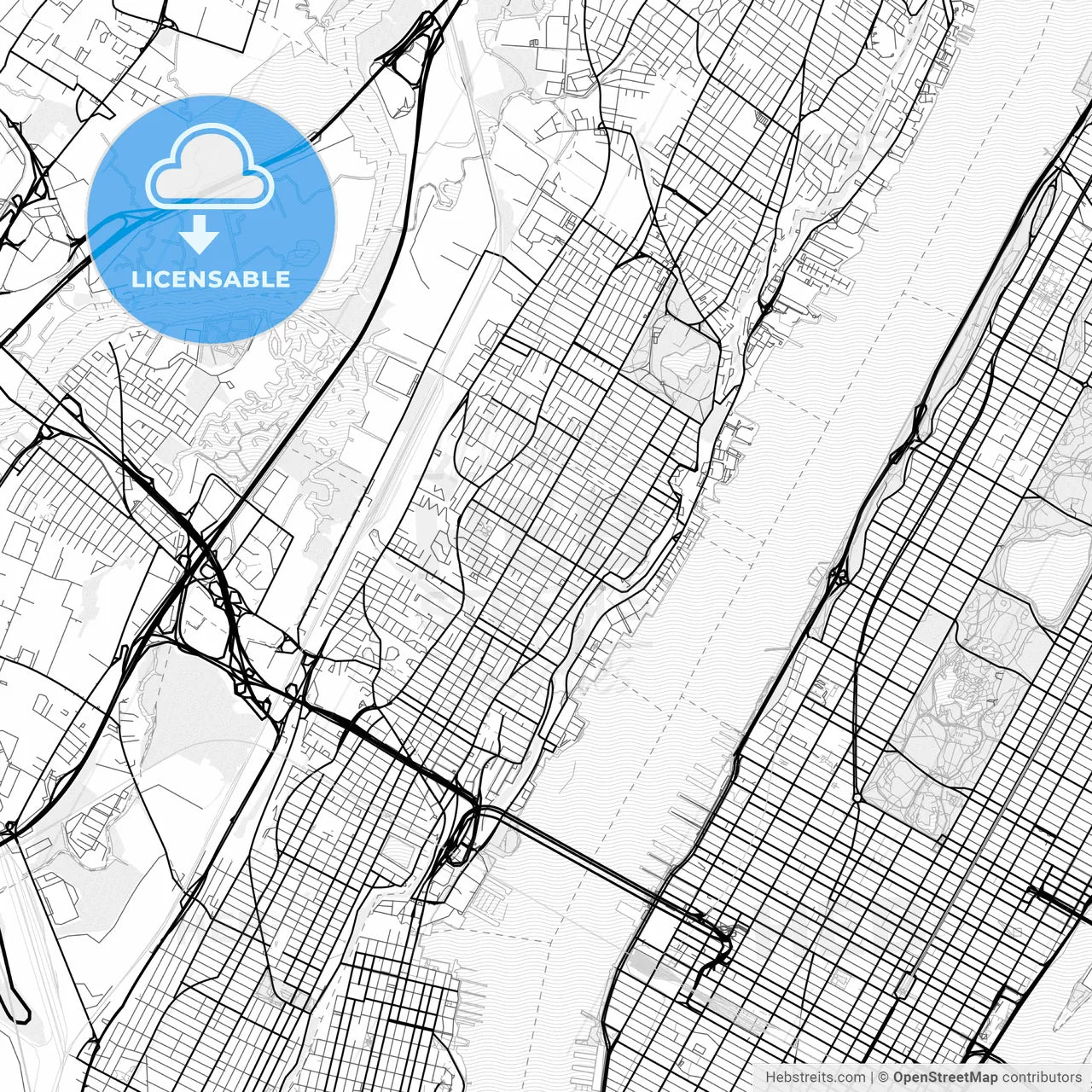 Vector PDF map of West New York, New Jersey, United States