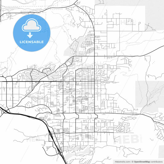 Vector PDF map of Yucaipa, California, United States