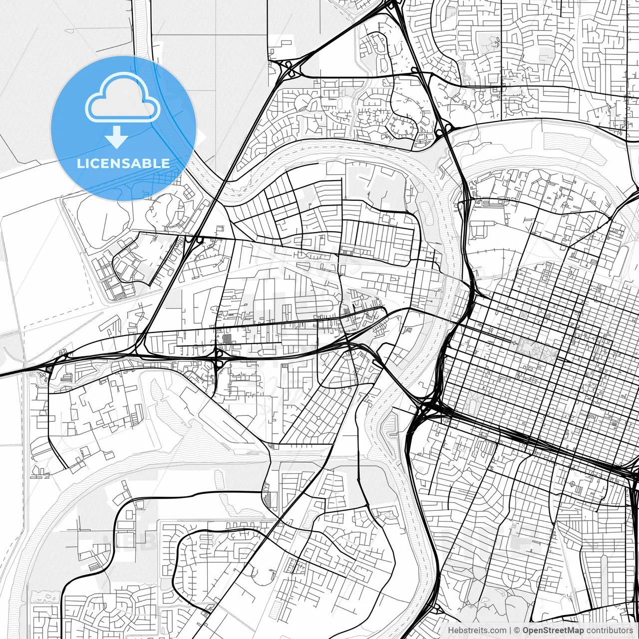 Vector PDF map of West Sacramento, California, United States