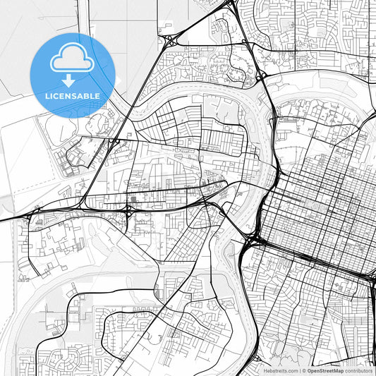 Vector PDF map of West Sacramento, California, United States