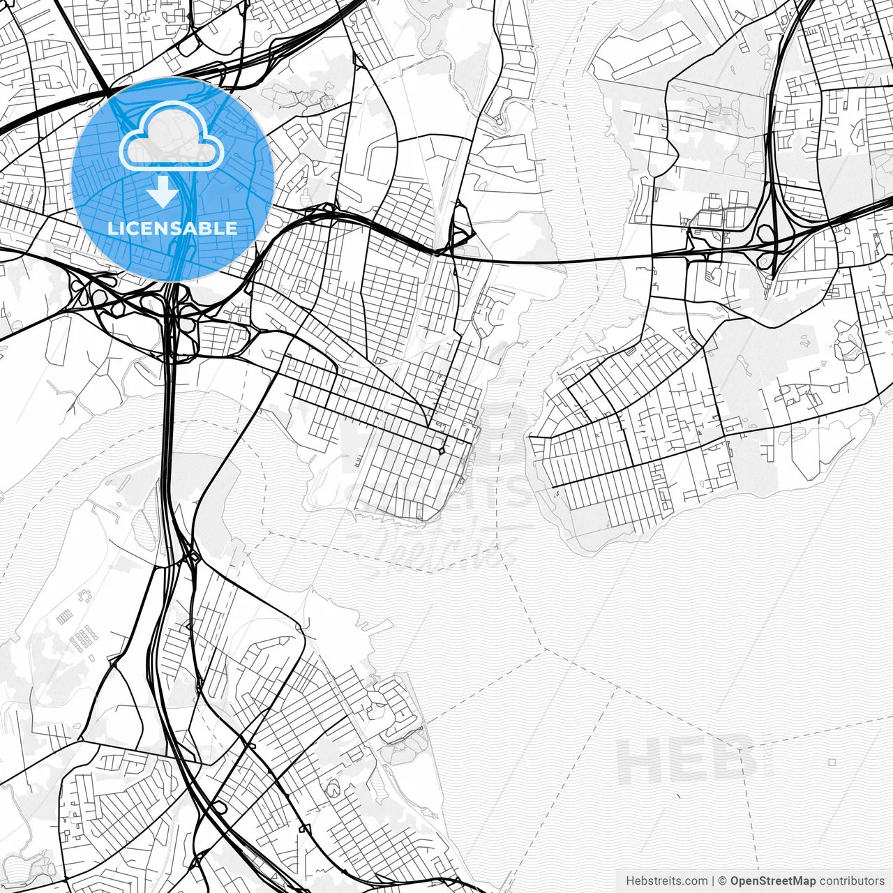 Vector PDF map of Perth Amboy, New Jersey, United States