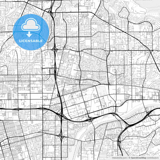Vector PDF map of Placentia, California, United States