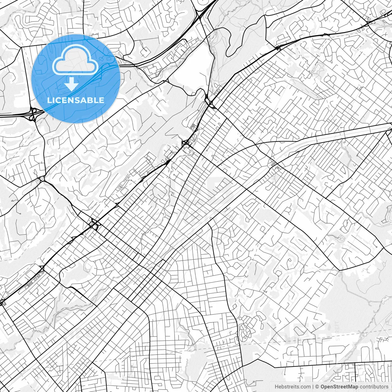Vector PDF map of Plainfield, New Jersey, United States