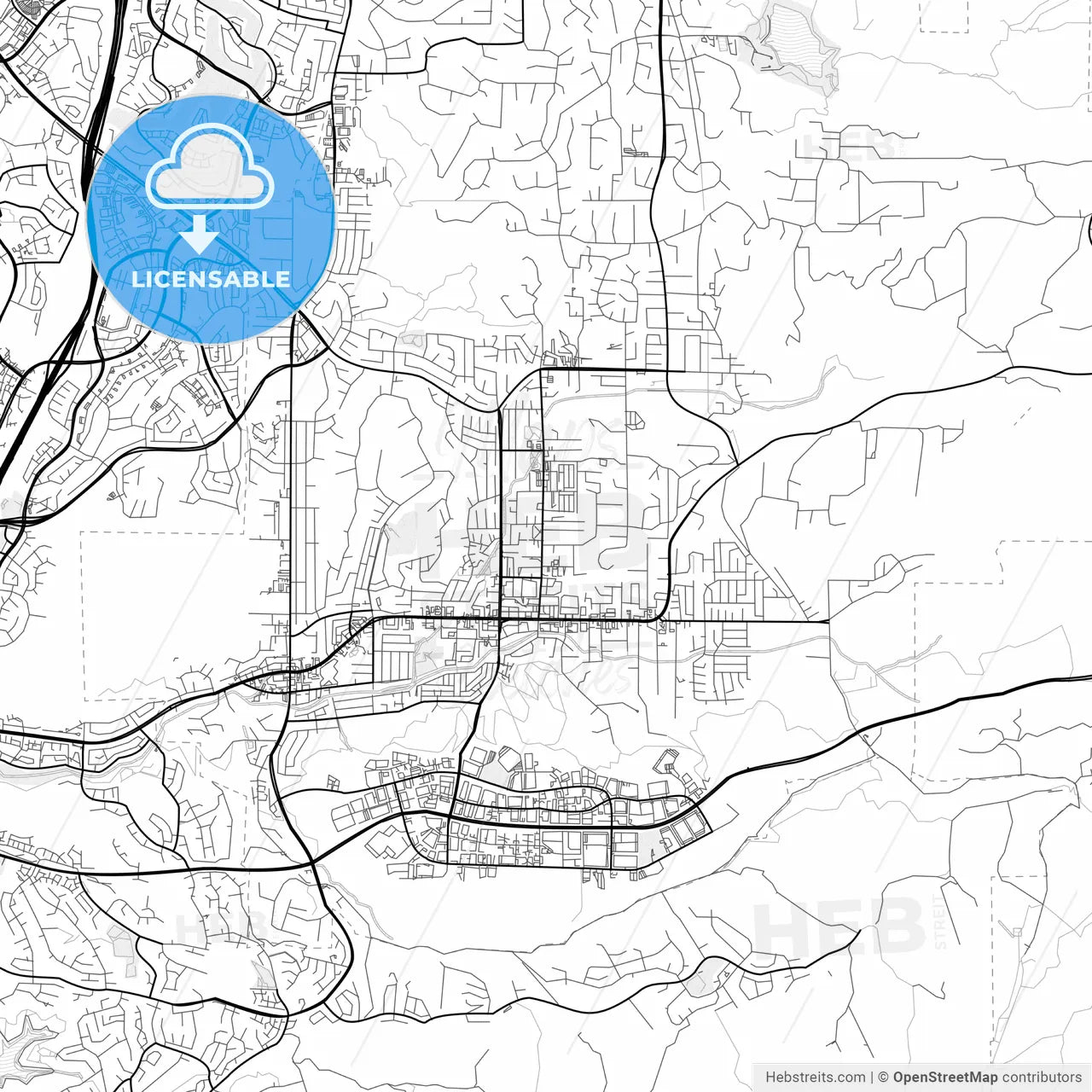 Vector PDF map of Poway, California, United States
