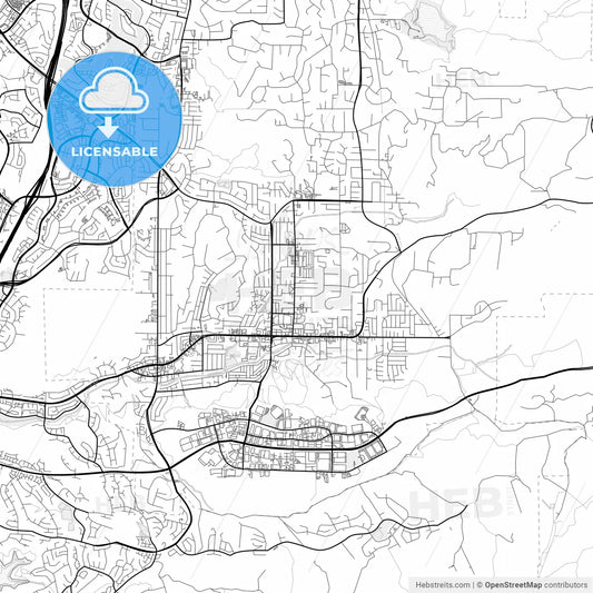Vector PDF map of Poway, California, United States