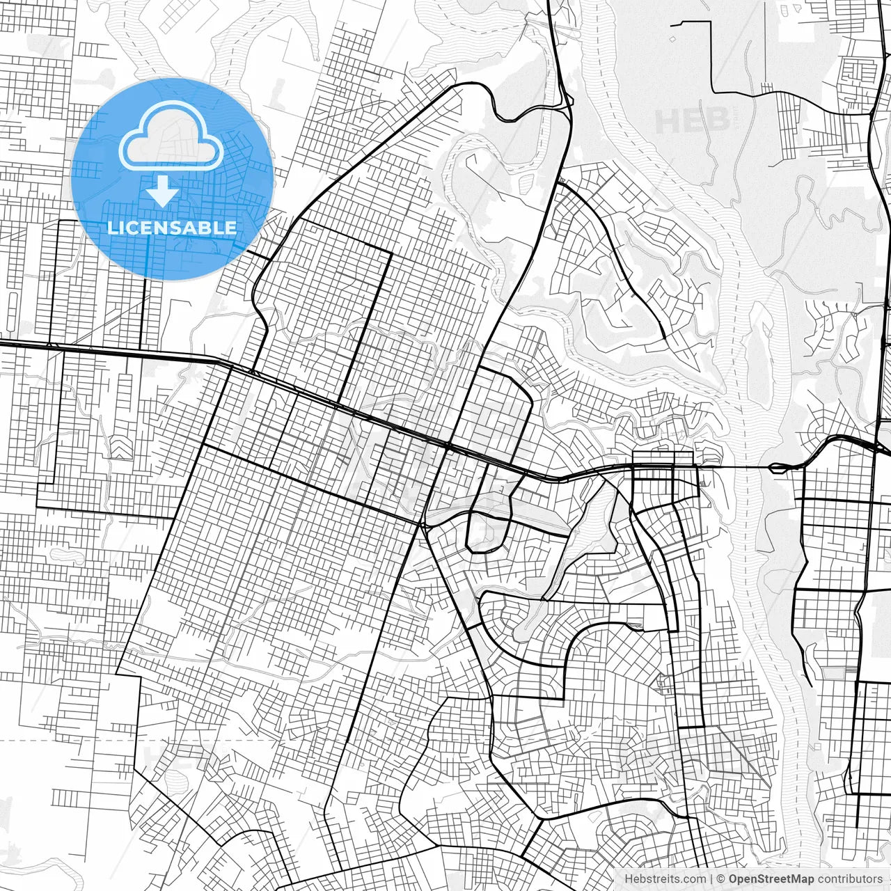 Vector PDF map of Ciudad del Este, Paraguay
