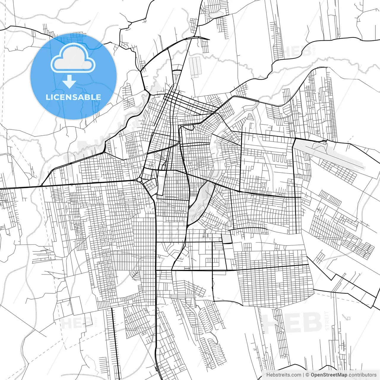 Vector PDF map of Juazeiro do Norte, Brazil