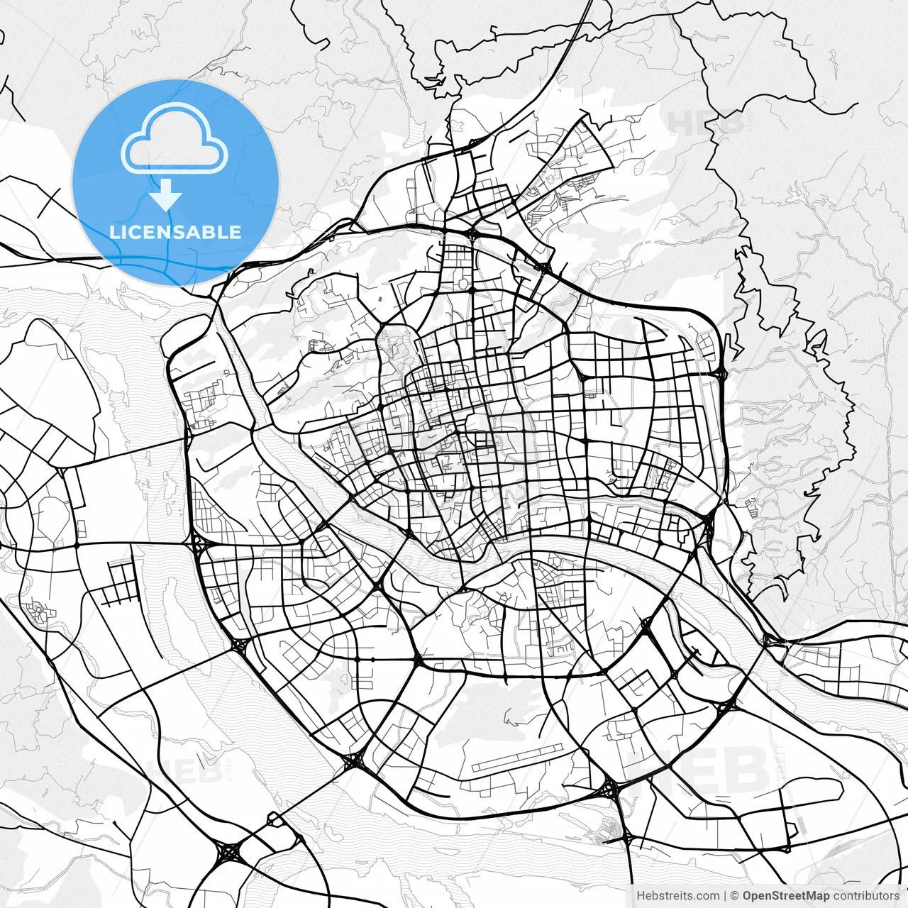 Vector PDF map of Fuzhou, China