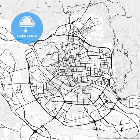 Vector PDF map of Fuzhou, China
