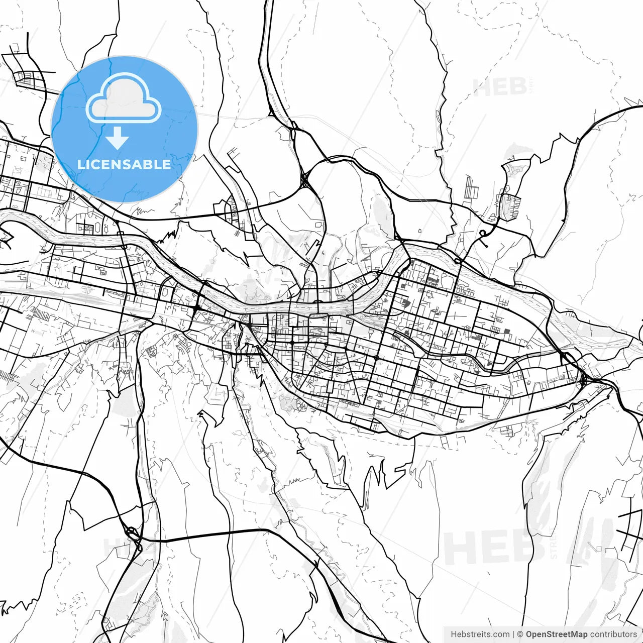 Vector PDF map of Lanzhou, China