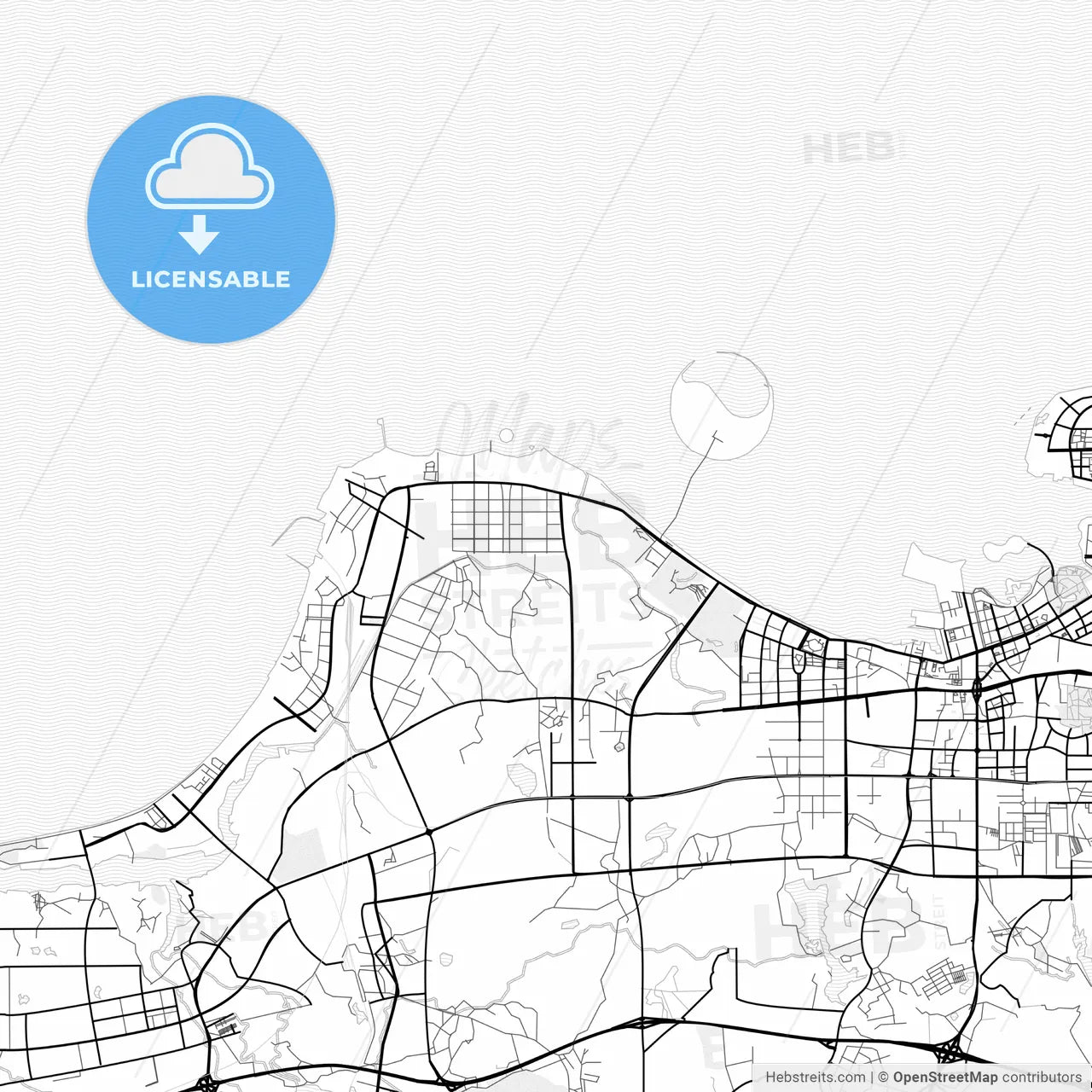 Vector PDF map of Haikou, China