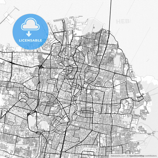 Vector PDF map of Surabaya, Indonesia