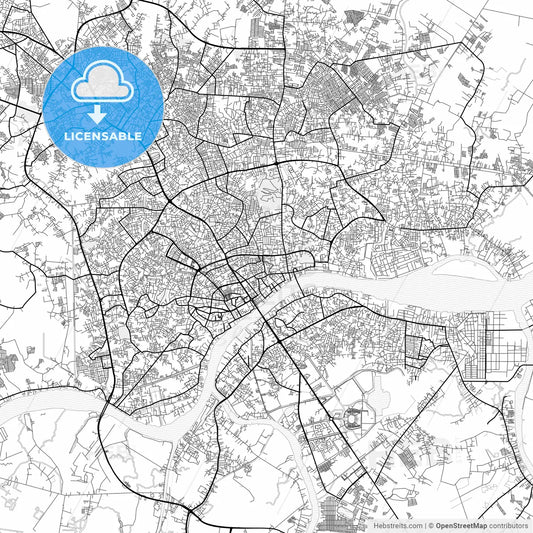 Vector PDF map of Palembang, Indonesia