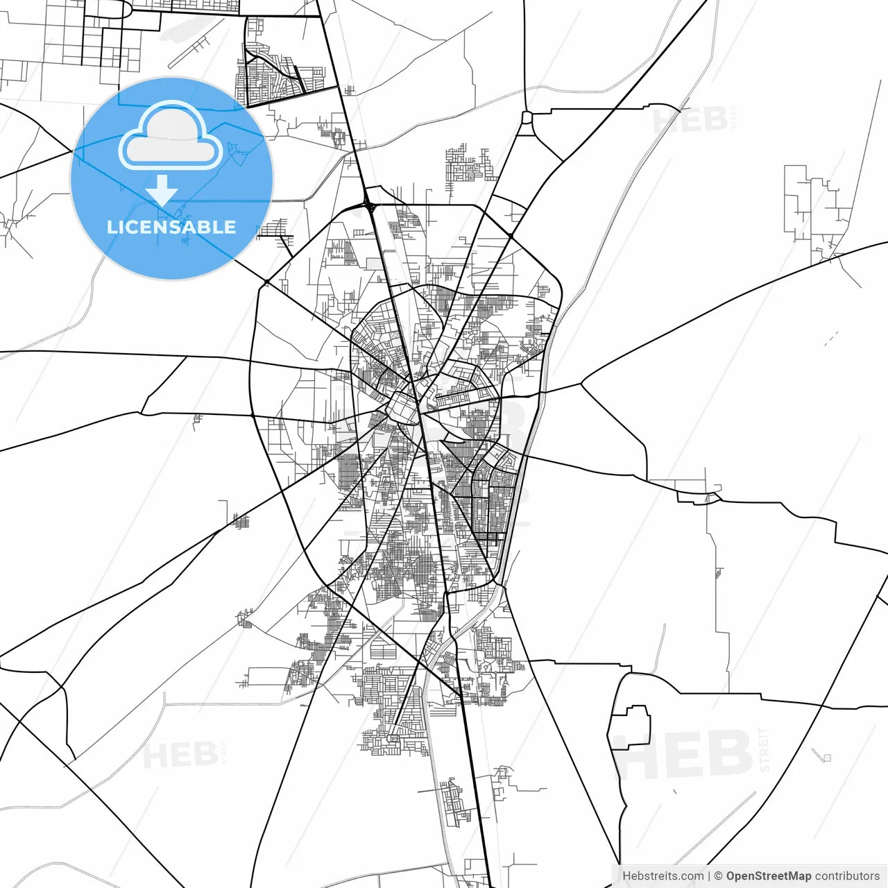 Vector PDF map of Gujranwala, Pakistan