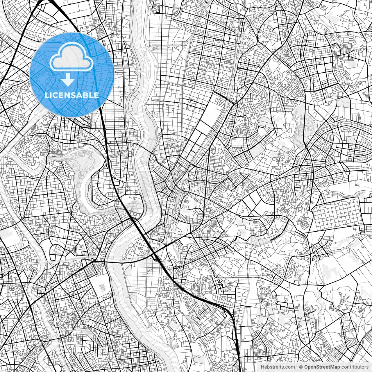 Vector PDF map of Matsudo, Japan