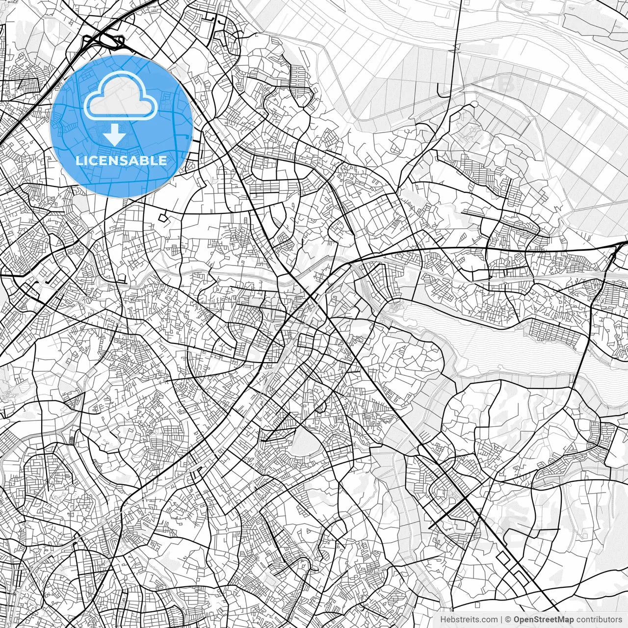 Vector PDF map of Kashiwa, Japan