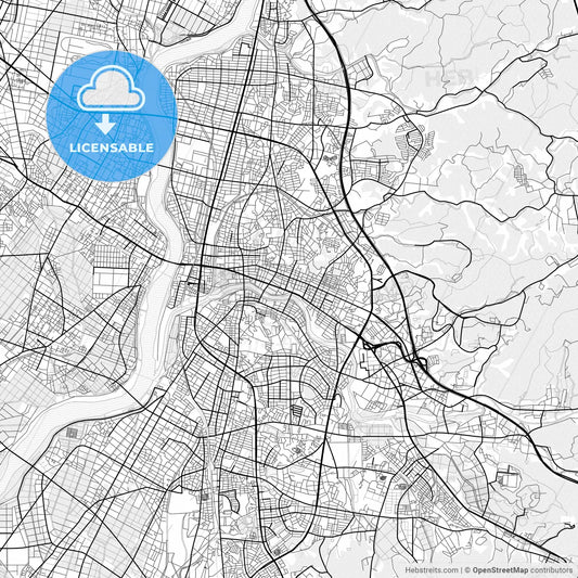 Vector PDF map of Okazaki, Japan