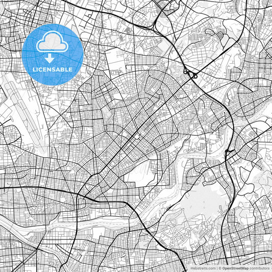 Vector PDF map of Kasugai, Japan