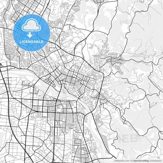 Vector PDF map of Morioka, Japan