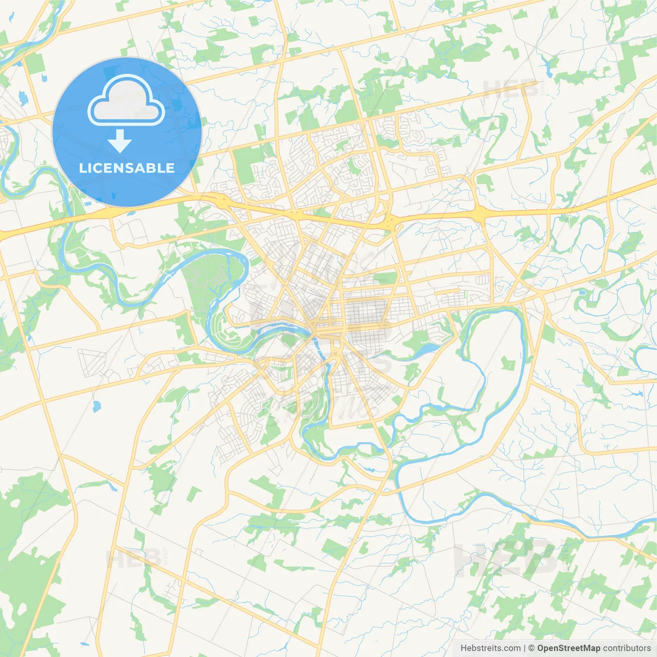 Empty vector map of Brantford, Ontario, Canada
