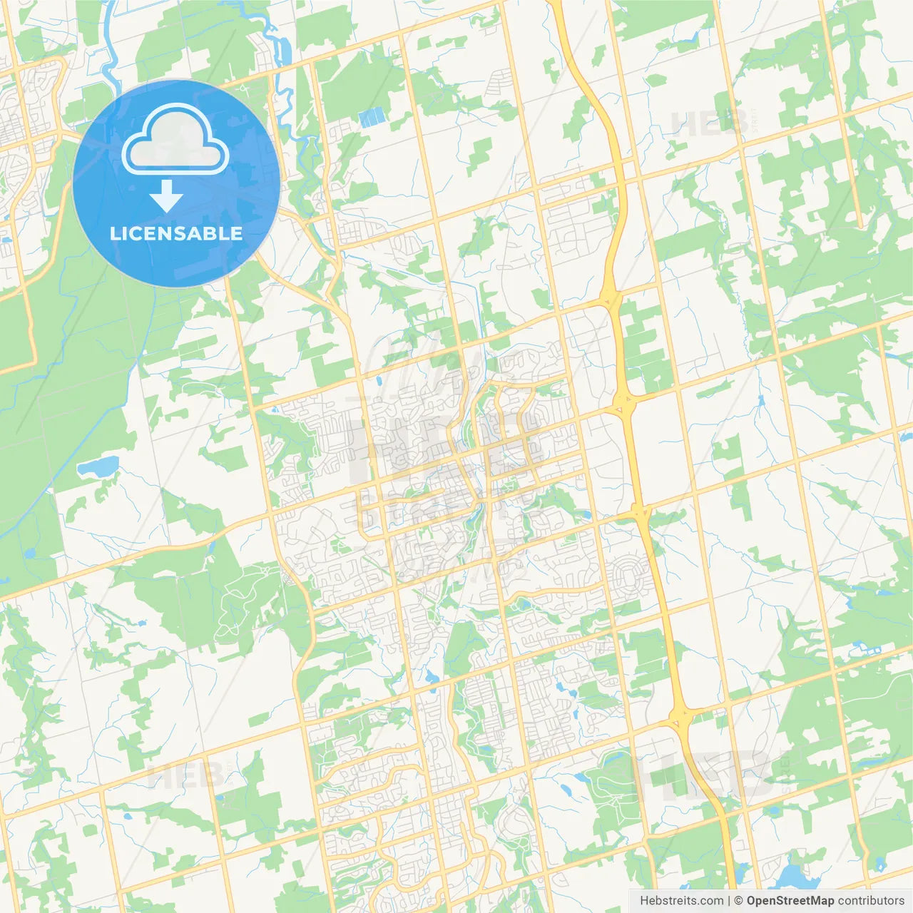 Empty vector map of Newmarket, Ontario, Canada