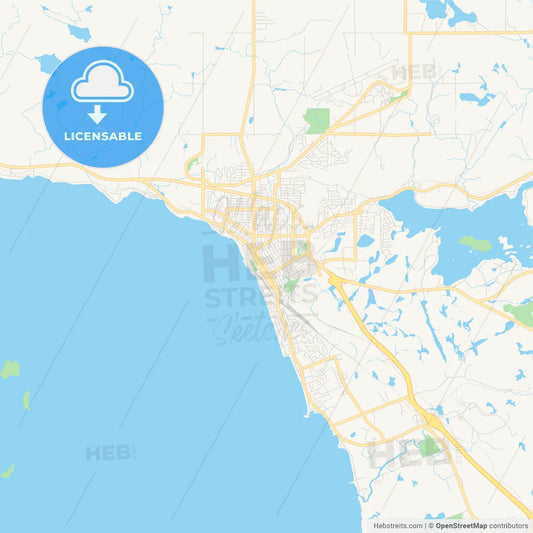 Empty vector map of North Bay, Ontario, Canada