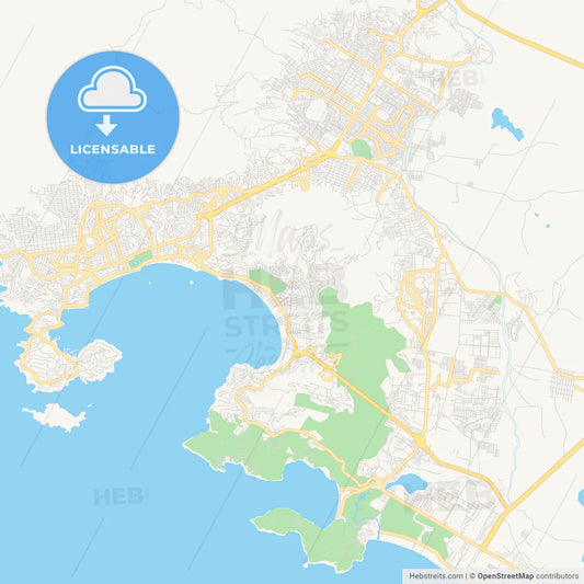 Empty vector map of Acapulco, Guerrero, Mexico